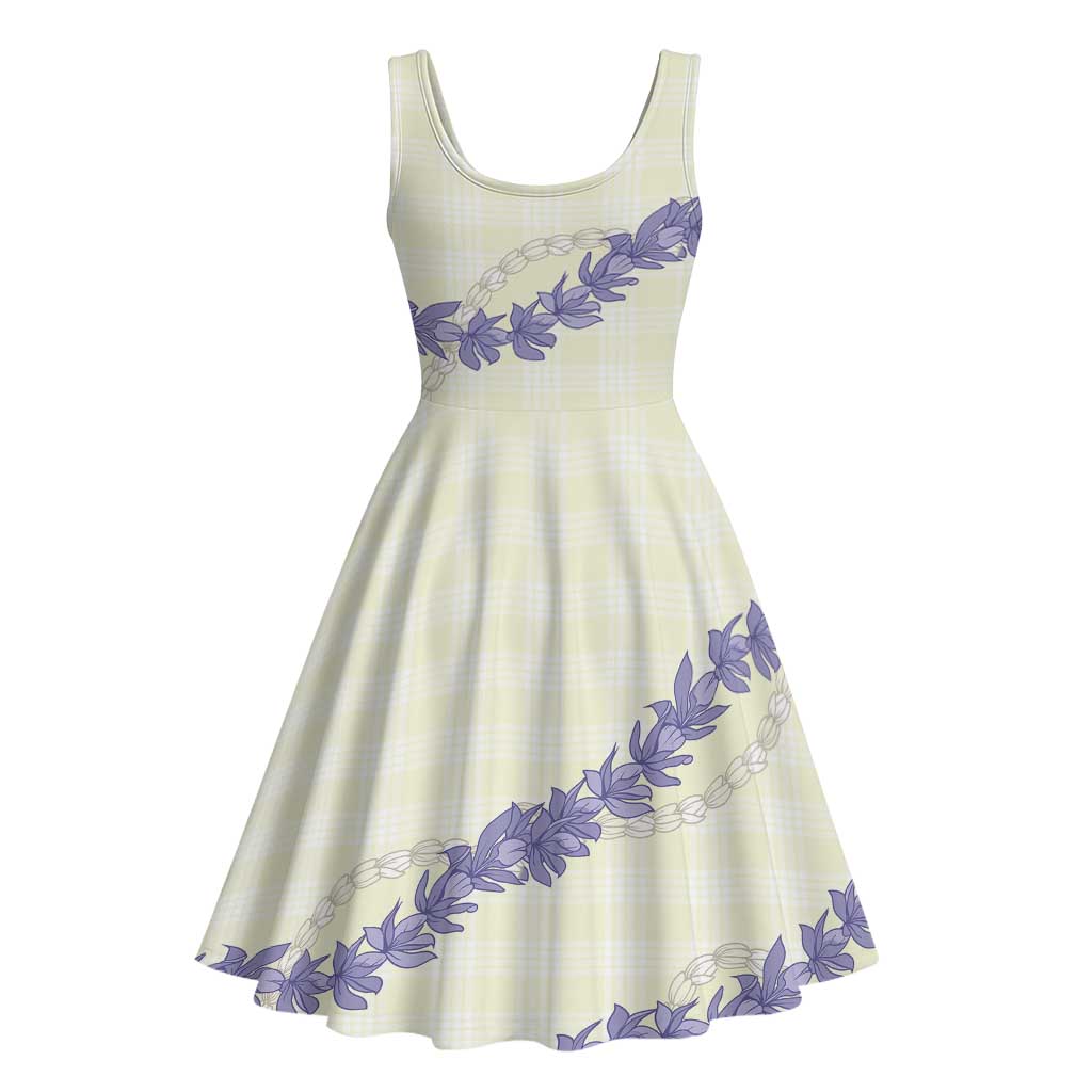 Hawaii Honohono Palaka Motifs Midi Dress Hawaiian Orchid Lei