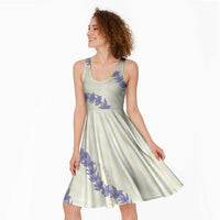 Hawaii Honohono Palaka Motifs Midi Dress Hawaiian Orchid Lei