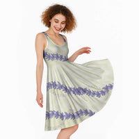 Hawaii Honohono Palaka Motifs Midi Dress Hawaiian Orchid Lei