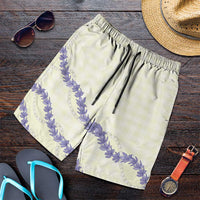 Hawaii Honohono Palaka Motifs Shorts for Men Hawaiian Orchid Lei