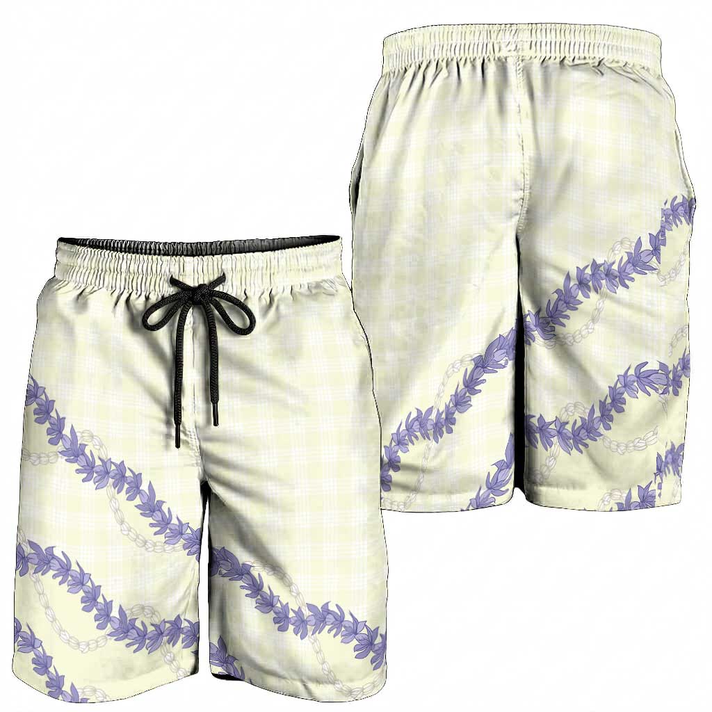 Hawaii Honohono Palaka Motifs Shorts for Men Hawaiian Orchid Lei
