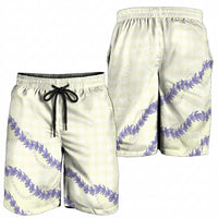 Hawaii Honohono Palaka Motifs Shorts for Men Hawaiian Orchid Lei