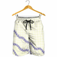 Hawaii Honohono Palaka Motifs Shorts for Men Hawaiian Orchid Lei