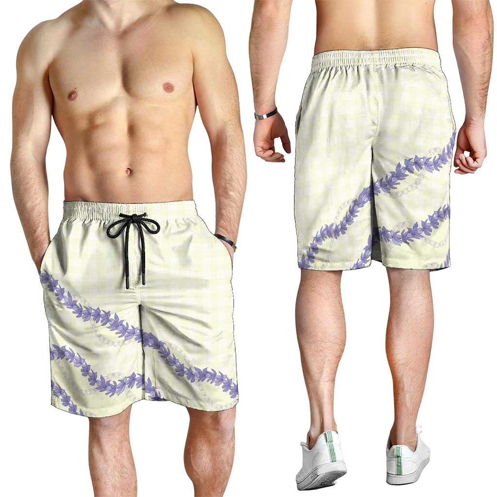 Hawaii Honohono Palaka Motifs Shorts for Men Hawaiian Orchid Lei
