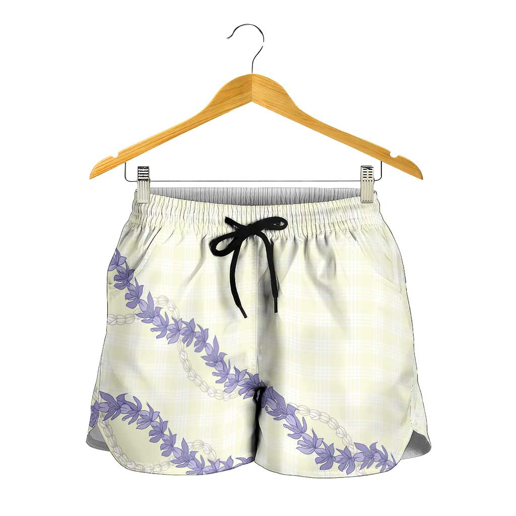 Hawaii Honohono Palaka Motifs Shorts for Women Hawaiian Orchid Lei