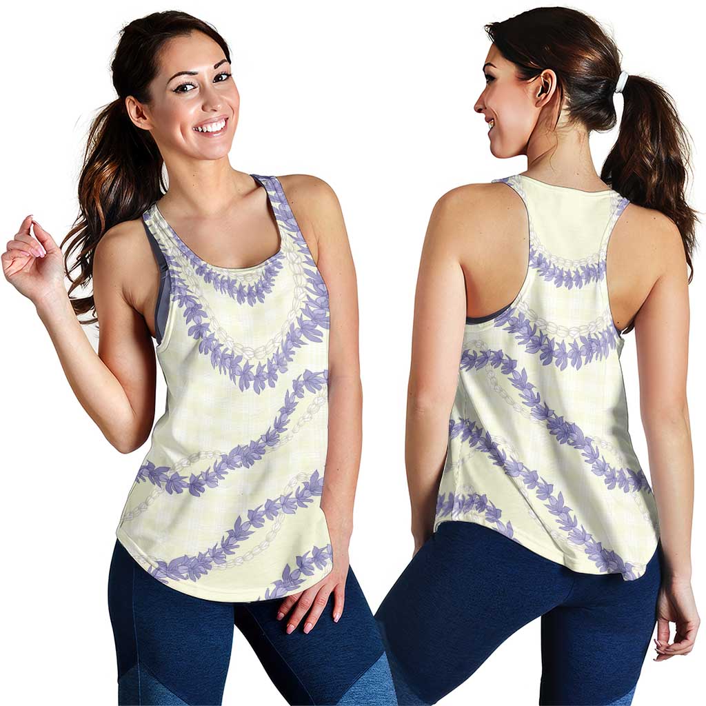 Hawaii Honohono Palaka Motifs Women Racerback Tank Hawaiian Orchid Lei