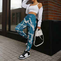 Hawaii Japanese Culture Blue Jogger Pants Spring Cranes Aloha Pattern
