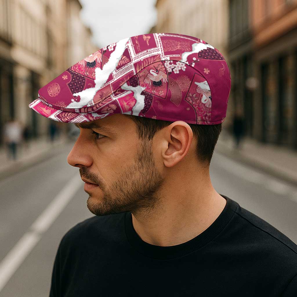 Hawaii Japanese Culture Pink Jeff Hat Spring Cranes Aloha Pattern