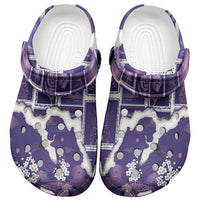 Hawaii Japanese Culture Purple Clogs Shoes Spring Cranes Aloha Pattern