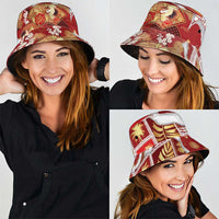 Hawaii Japanese Culture Red Bucket Hat Spring Cranes Aloha Pattern