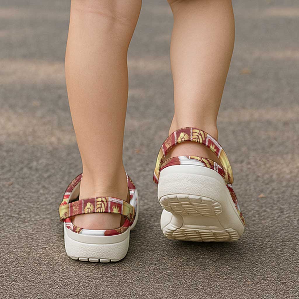 Hawaii Japanese Culture Red Clogs Shoes Spring Cranes Aloha Pattern