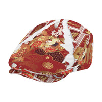 Hawaii Japanese Culture Red Jeff Hat Spring Cranes Aloha Pattern LT01 - Polynesian Pride