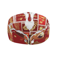 Hawaii Japanese Culture Red Jeff Hat Spring Cranes Aloha Pattern LT01 - Polynesian Pride