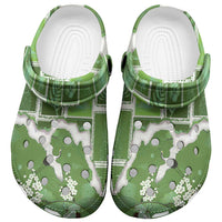 Hawaii Japanese Culture Sage Green Clogs Shoes Spring Cranes Aloha Pattern