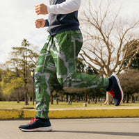 Hawaii Japanese Culture Sage Green Jogger Pants Spring Cranes Aloha Pattern
