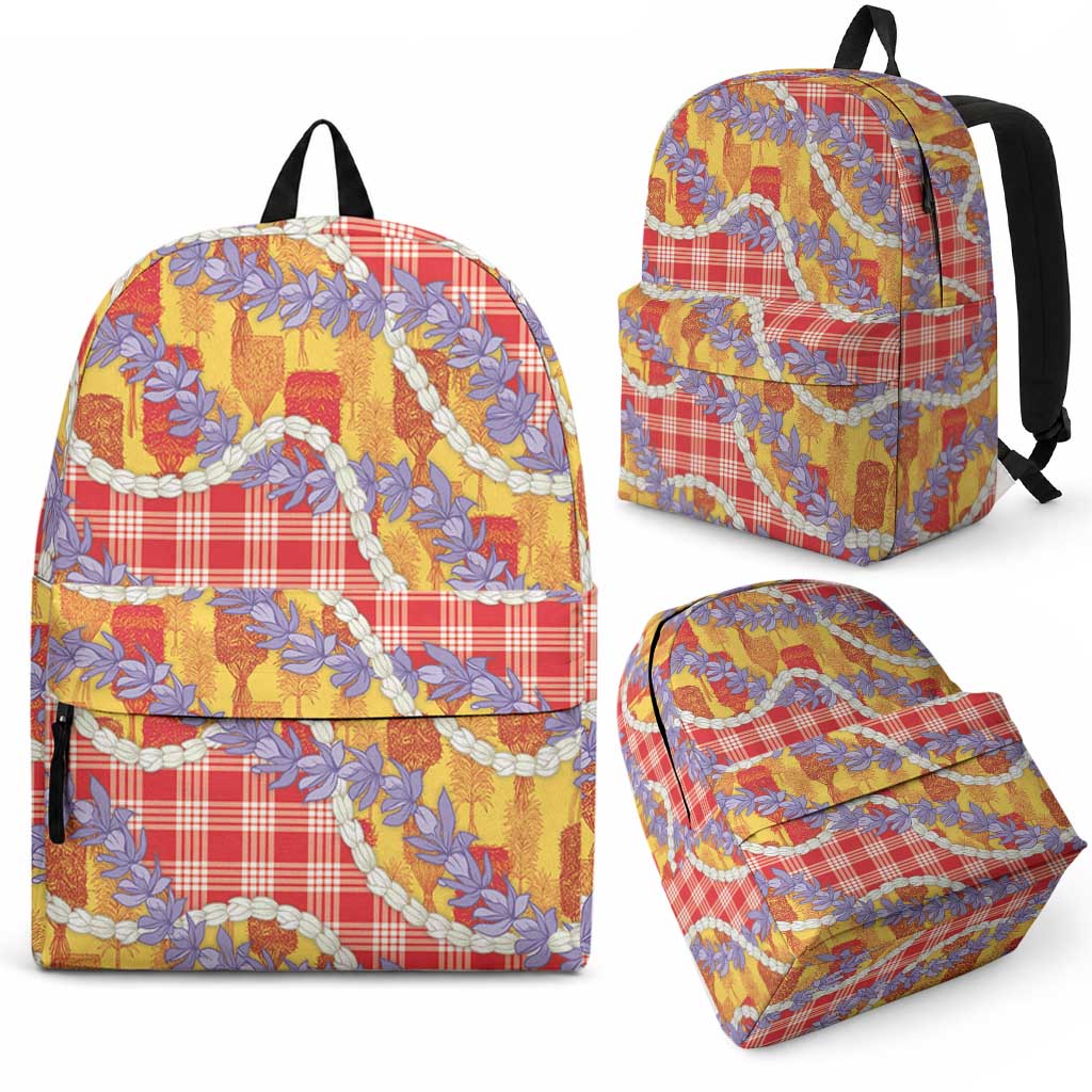 Hawaii Kahili Palaka Motifs Backpack Hawaiian Honohono Pikake Lei