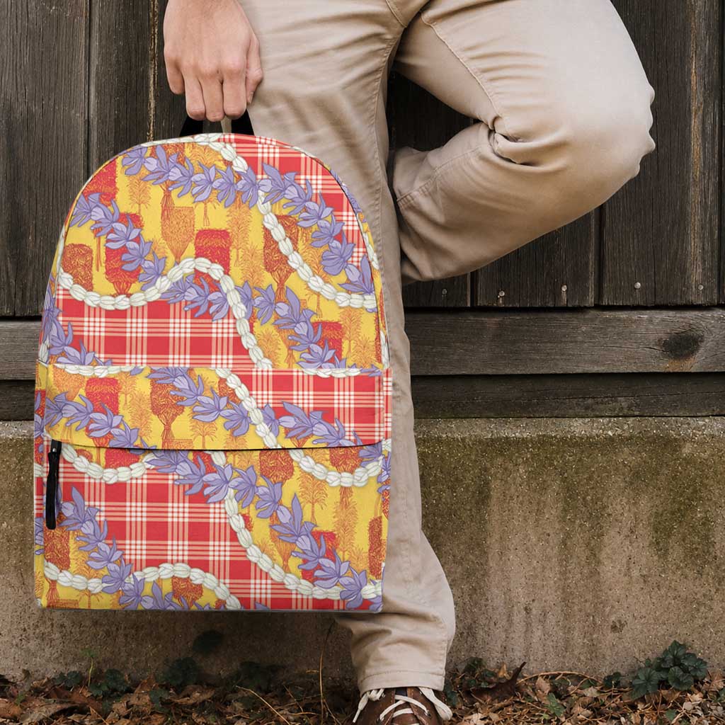 Hawaii Kahili Palaka Motifs Backpack Hawaiian Honohono Pikake Lei