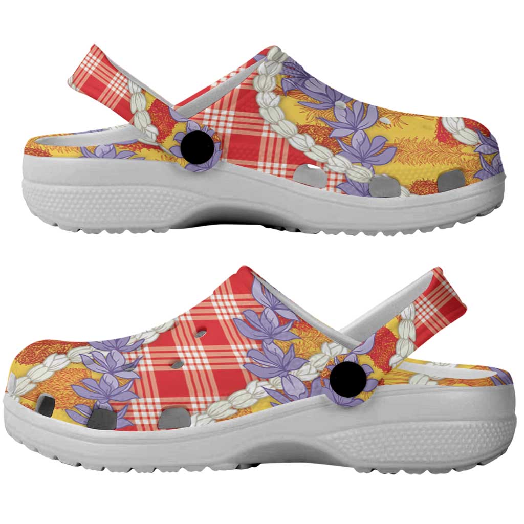 Hawaii Kahili Palaka Motifs Clogs Shoes Hawaiian Honohono Pikake Lei