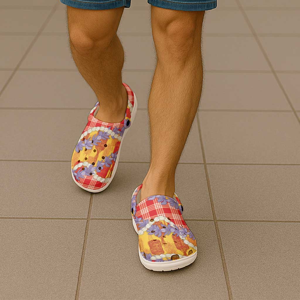 Hawaii Kahili Palaka Motifs Clogs Shoes Hawaiian Honohono Pikake Lei