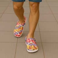 Hawaii Kahili Palaka Motifs Clogs Shoes Hawaiian Honohono Pikake Lei