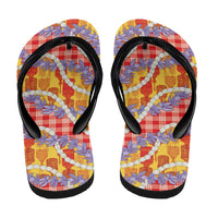 Hawaii Kahili Palaka Motifs Flip Flops Hawaiian Honohono Pikake Lei