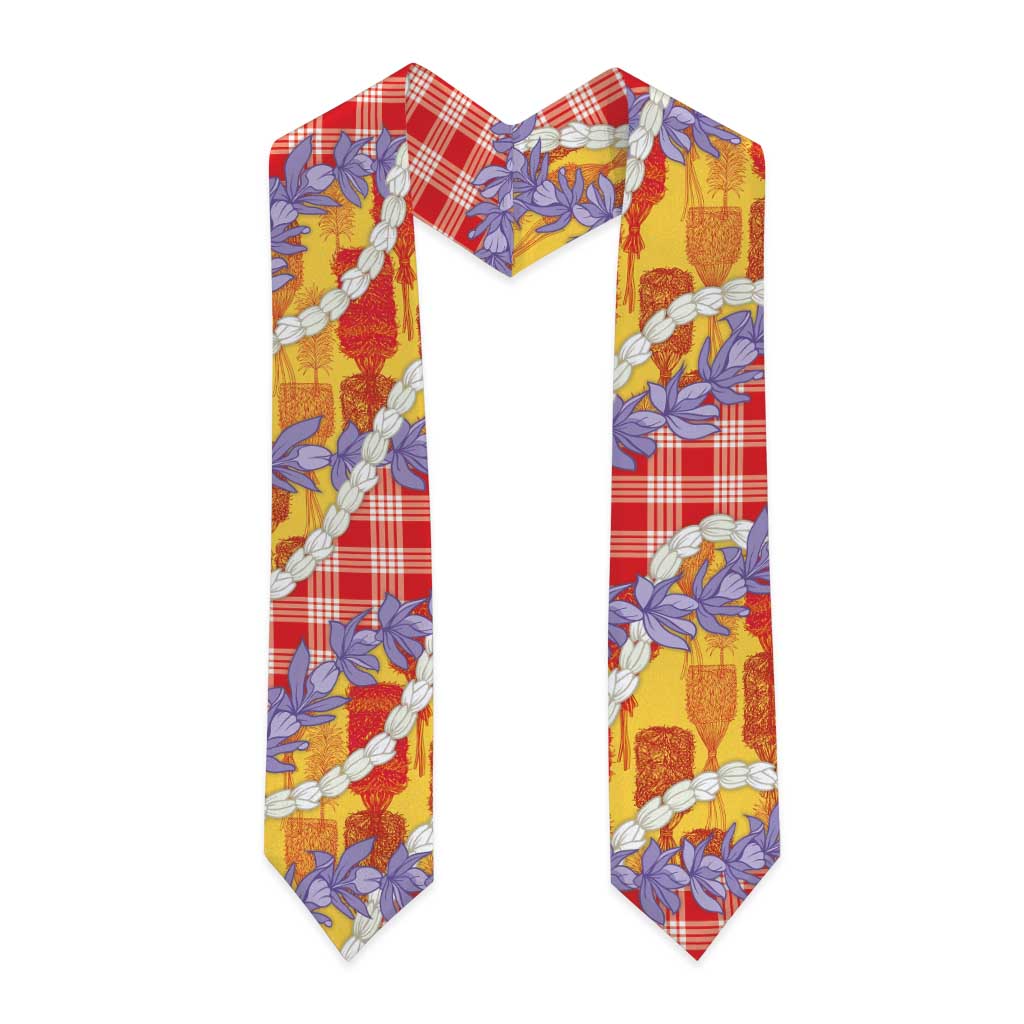 Hawaii Kahili Palaka Motifs Graduation Stole Hawaiian Honohono Pikake Lei