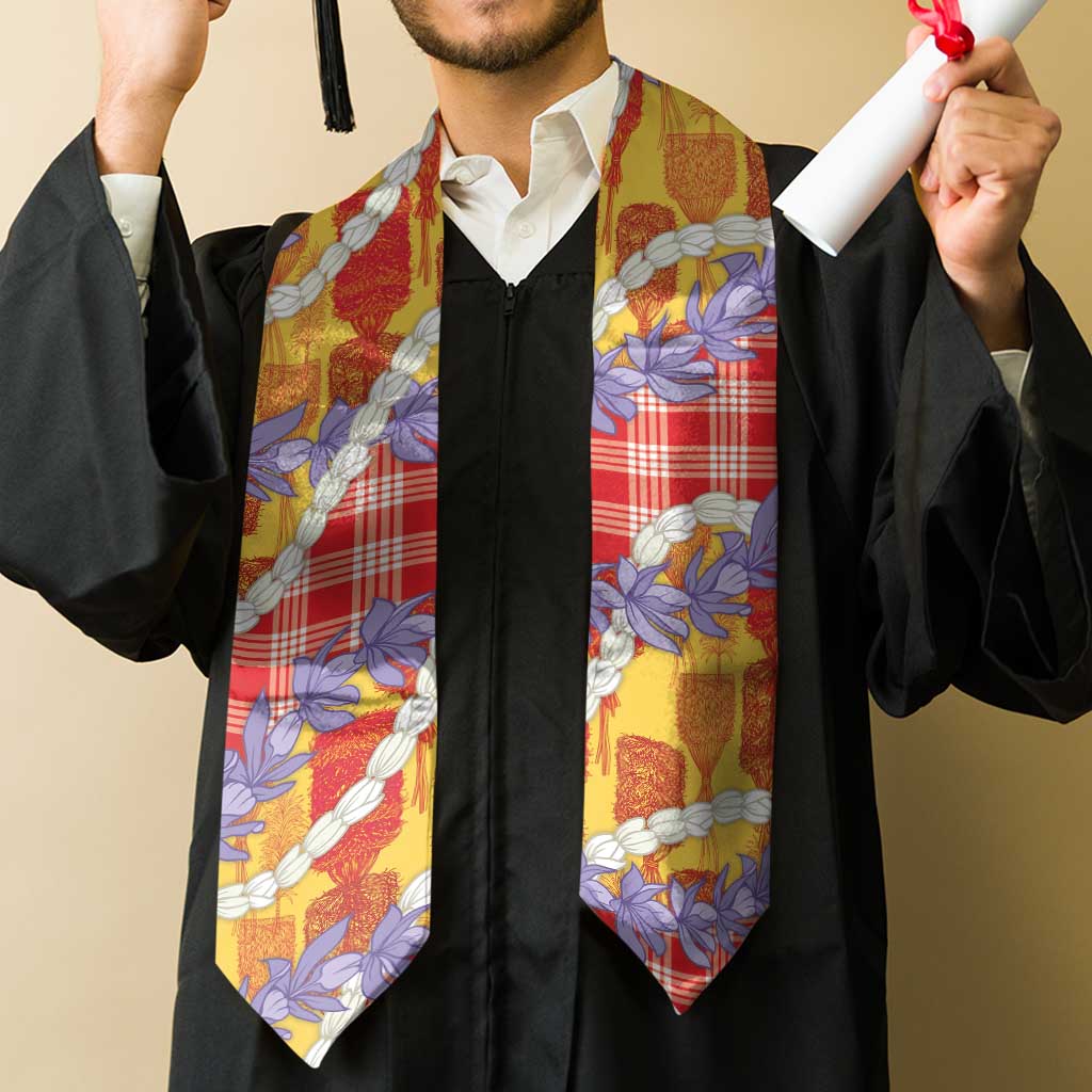 Hawaii Kahili Palaka Motifs Graduation Stole Hawaiian Honohono Pikake Lei