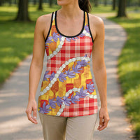 Hawaii Kahili Palaka Motifs Hollow Tank Top Hawaiian Honohono Pikake Lei
