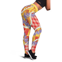 Hawaii Kahili Palaka Motifs Leggings Hawaiian Honohono Pikake Lei