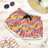 Hawaii Kahili Palaka Motifs Shorts for Women Hawaiian Honohono Pikake Lei