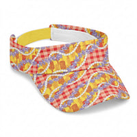 Hawaii Kahili Palaka Motifs Sun Visor Cap Hawaiian Honohono Pikake Lei