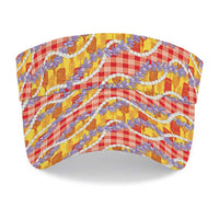 Hawaii Kahili Palaka Motifs Sun Visor Cap Hawaiian Honohono Pikake Lei