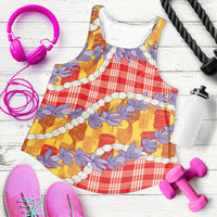 Hawaii Kahili Palaka Motifs Women Racerback Tank Hawaiian Honohono Pikake Lei