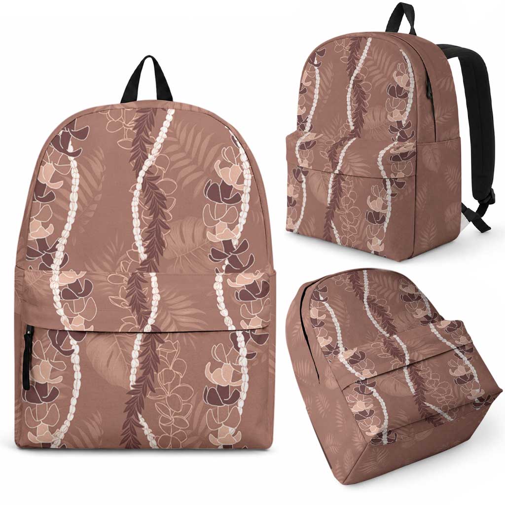 Hawaii Maile Lei Backpack With Brown Monstera Pattern LT05 - Polynesian Pride