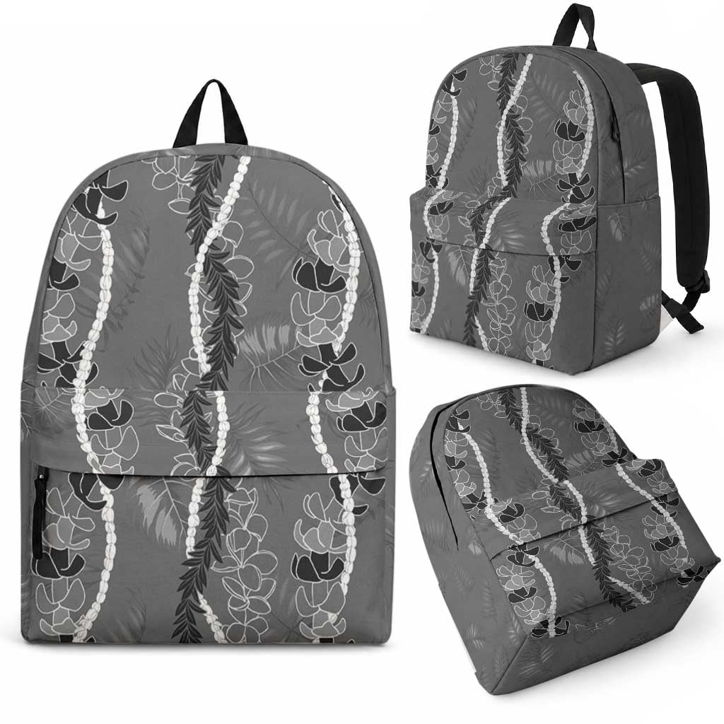 Hawaii Maile Lei Backpack With Gray Monstera Pattern LT05 - Polynesian Pride