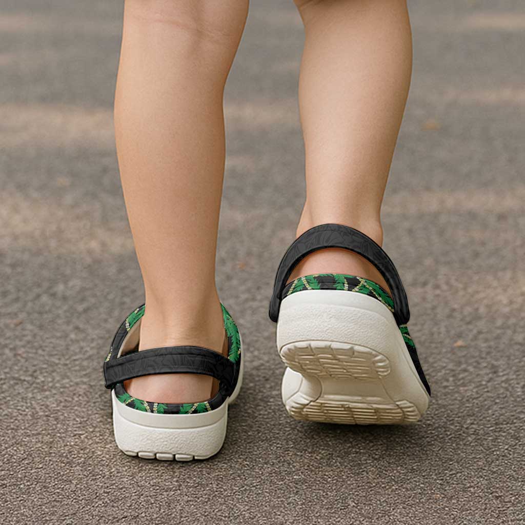 Hawaii Maile Lei Clogs Shoes Aloha Black Color