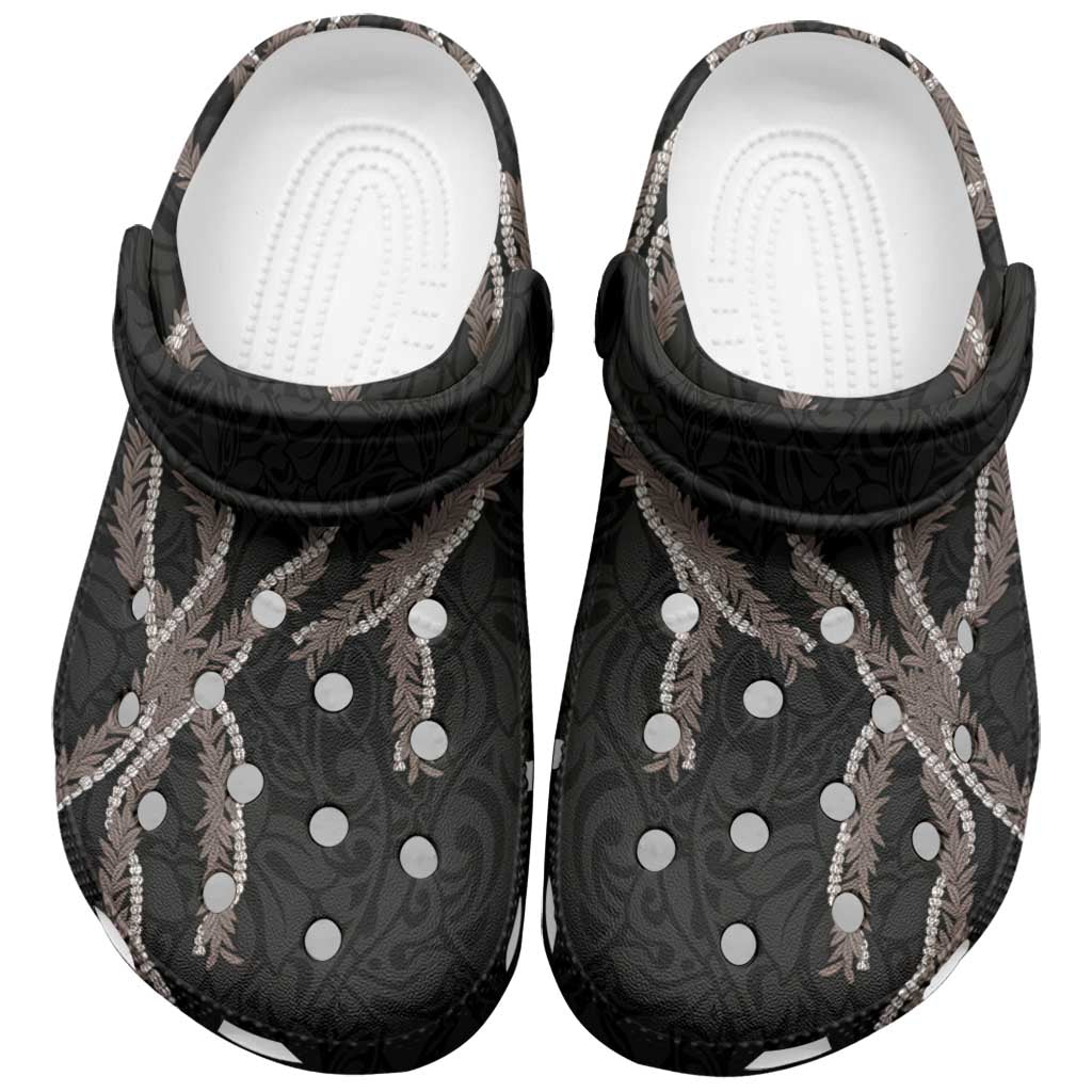 Hawaii Maile Lei Clogs Shoes Aloha Grayscale Color
