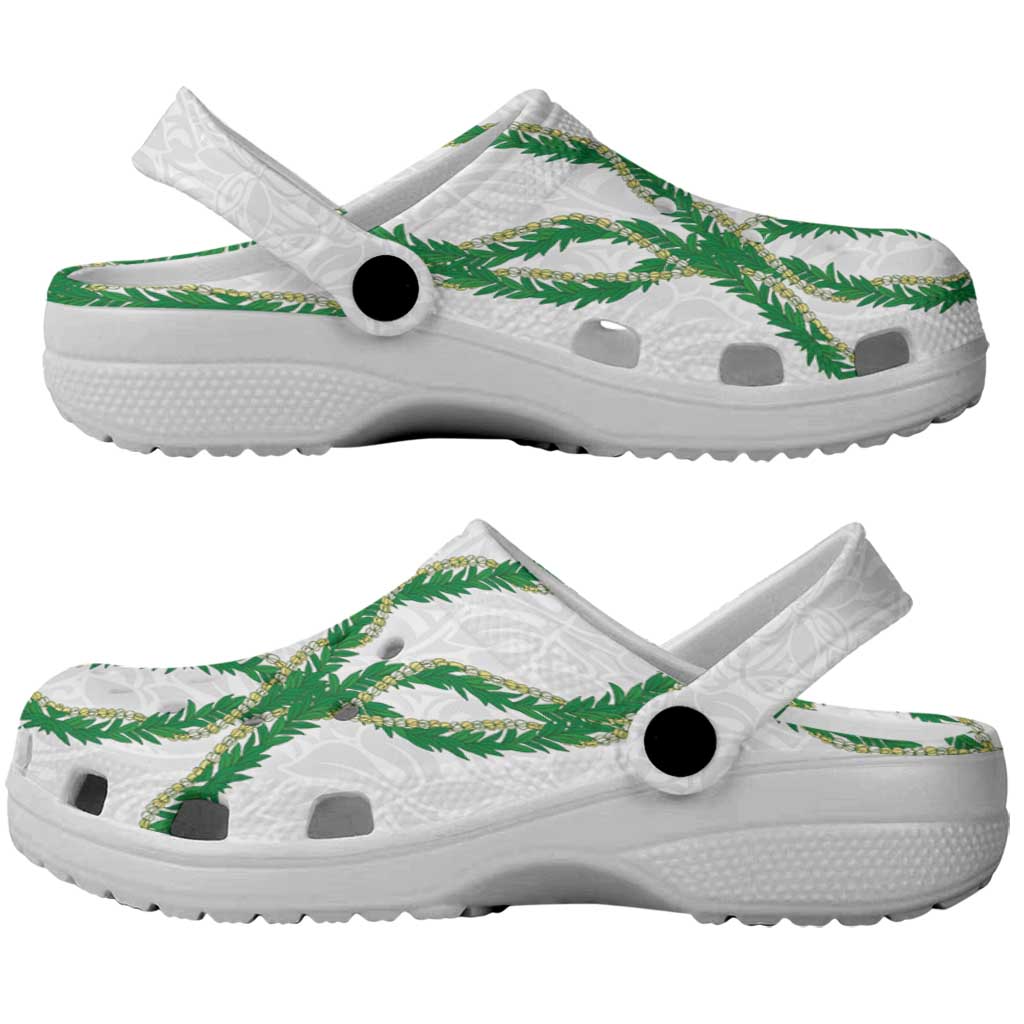 Hawaii Maile Lei Clogs Shoes Aloha White Color