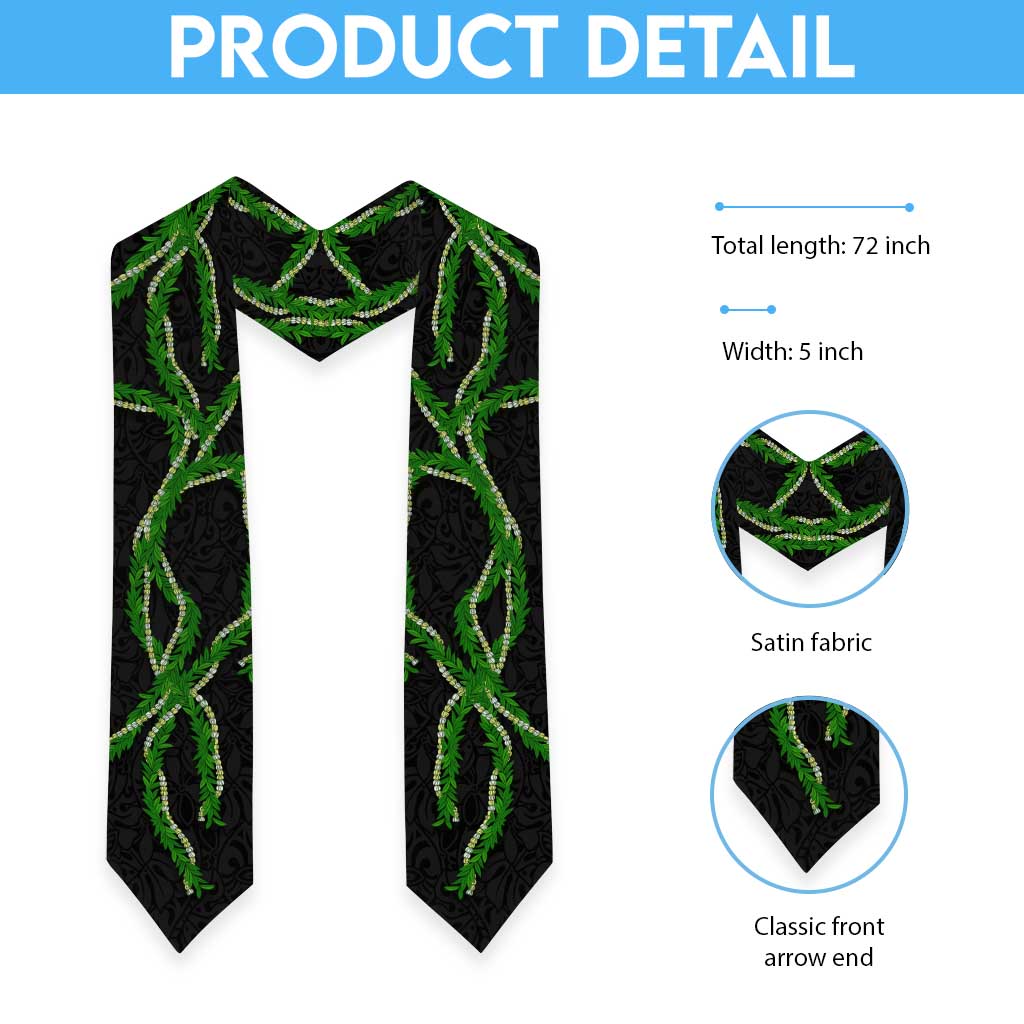 Hawaii Maile Lei Graduation Stole Aloha Black Color