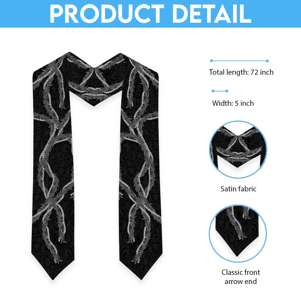 Hawaii Maile Lei Graduation Stole Aloha Grayscale Color