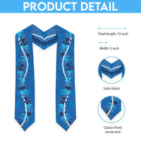 Hawaii Maile Lei Graduation Stole With Blue Monstera Pattern