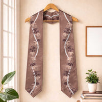 Hawaii Maile Lei Graduation Stole With Brown Monstera Pattern