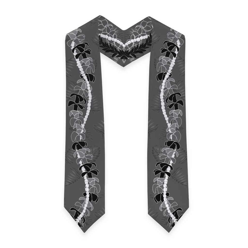 Hawaii Maile Lei Graduation Stole With Gray Monstera Pattern