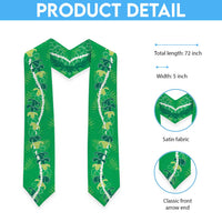 Hawaii Maile Lei Graduation Stole With Green Monstera Pattern