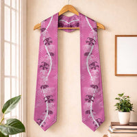 Hawaii Maile Lei Graduation Stole With Pink Monstera Pattern