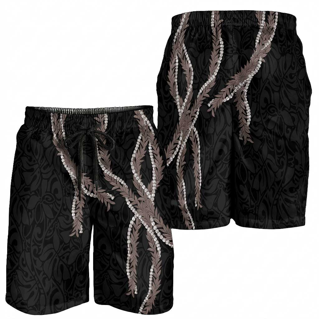 Hawaii Maile Lei Shorts for Men Aloha Grayscale Color
