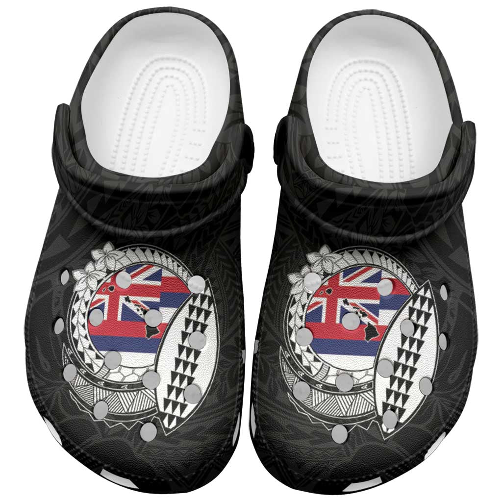 Hawaii Map Flag Spirit Clogs Shoes Flag Polynesian Pattern LT01 Black - Polynesian Pride