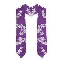 Hawaii Monstera Deliciosa Graduation Stole Purple Plumeria Polynesian Pattern