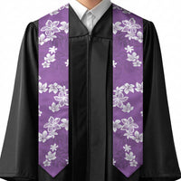 Hawaii Monstera Deliciosa Graduation Stole Purple Plumeria Polynesian Pattern
