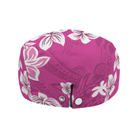 Hawaii Monstera Deliciosa Jeff Hat Pink Plumeria Polynesian Pattern - Polynesian Pride